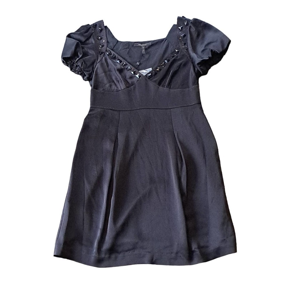 BCBGMaxazria Black woven Satin Dress Size 10